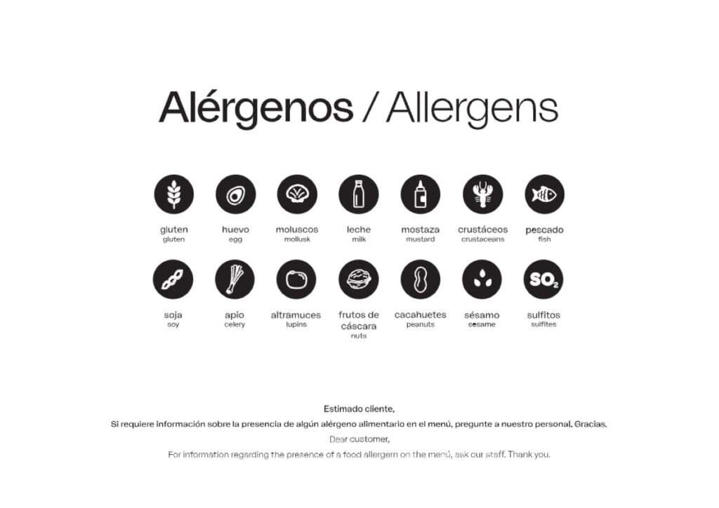 tabla informativa alergenos